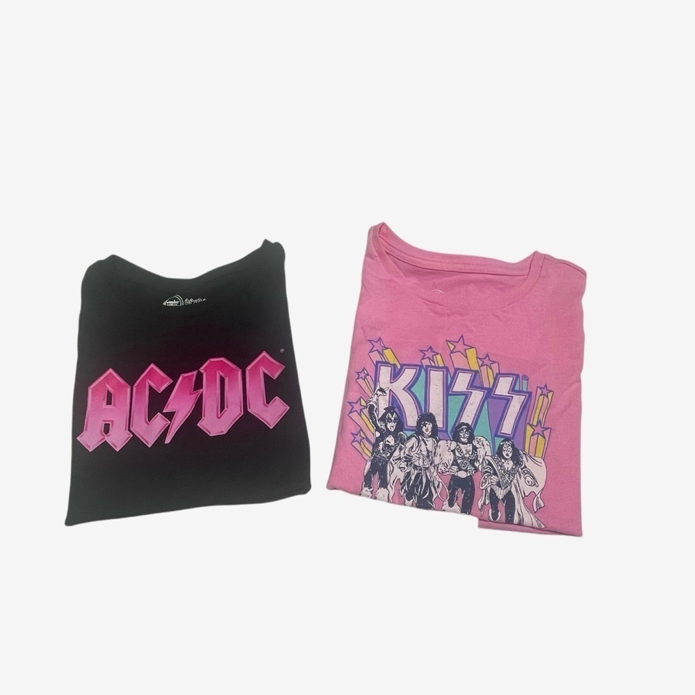 Wonder nation Girls Graphic Cropped T-Shirts - Pink and Black size S 6-6X